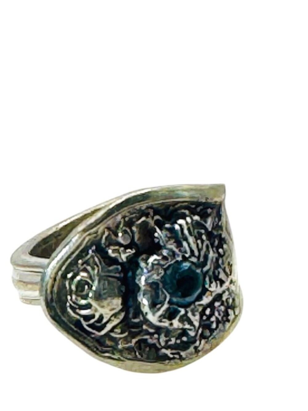 Oneida Reliance Plate Spoon Ring | Aquamarine Stone | Size 8 | Alma Antigua - Picture 9 of 15